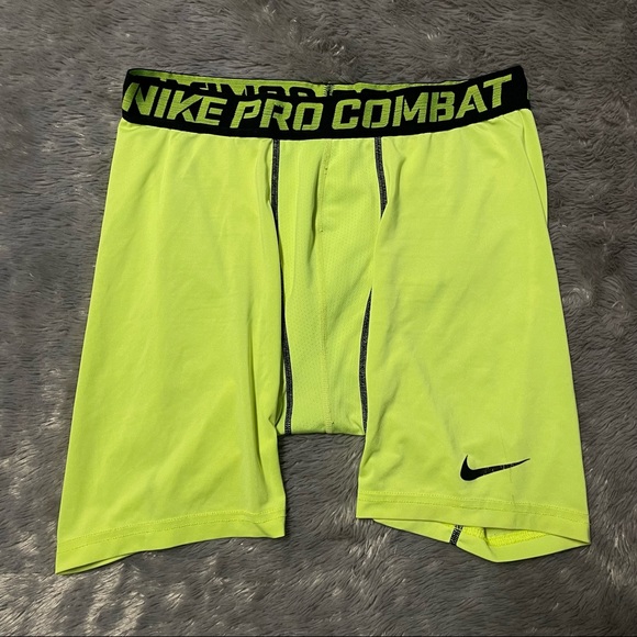 Nike Pro Combat Base Layer Compression Shorts Neon Yellow Size Large